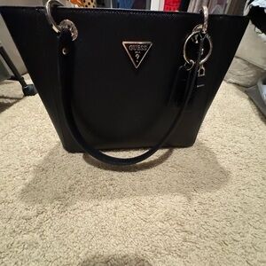 Guess Black Tote Bag with Silver Accents